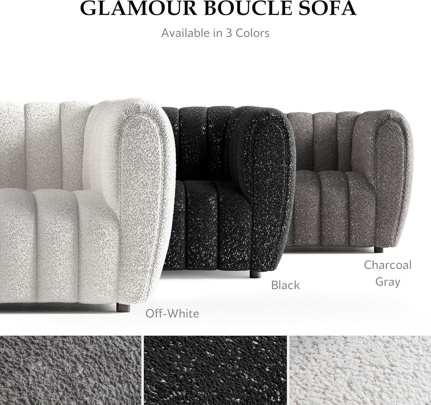 Charcoal Gray Vertical Channel Tufted 3 Piece Sofa Set