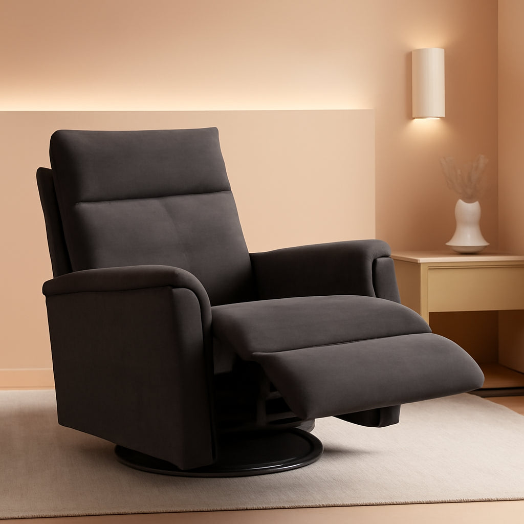 Charcoal Swivel Rocking Recliner Glider Chair With Footrest