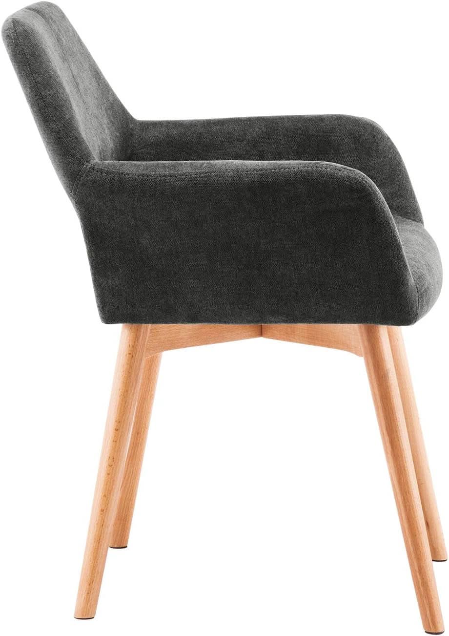 Charcoal Upholstered Armchair Mid Century Modern Wood Legs