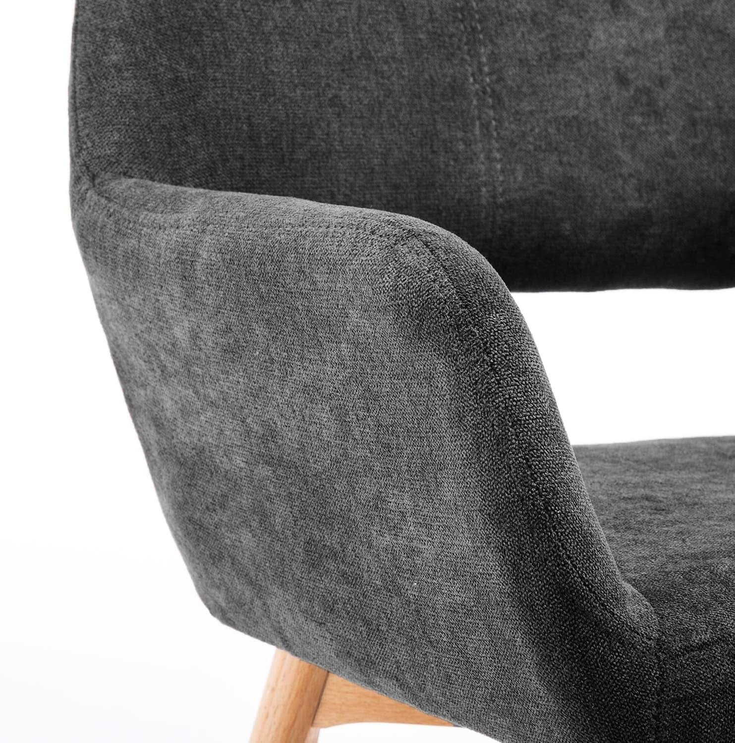 Charcoal Upholstered Armchair Mid Century Modern Wood Legs