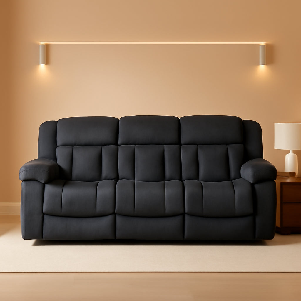 Charcoal Wall Hugger Manual Reclining 3 Seat Sofa 90 Inch