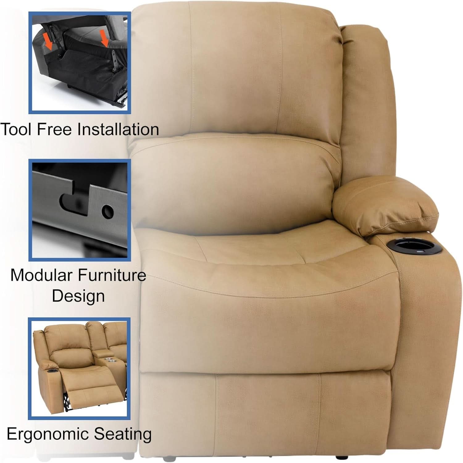 Charles 67 Inch Powered Double RV Wall Hugger Recliner Sofa