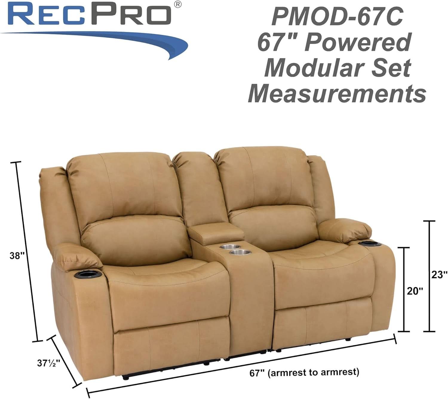 Charles 67 Inch Powered Double RV Wall Hugger Recliner Sofa