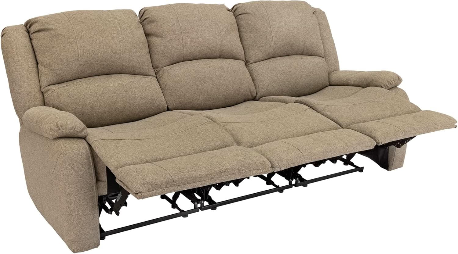 Charles 80In Triple Recliner RV Sofa Oatmeal Zero Wall
