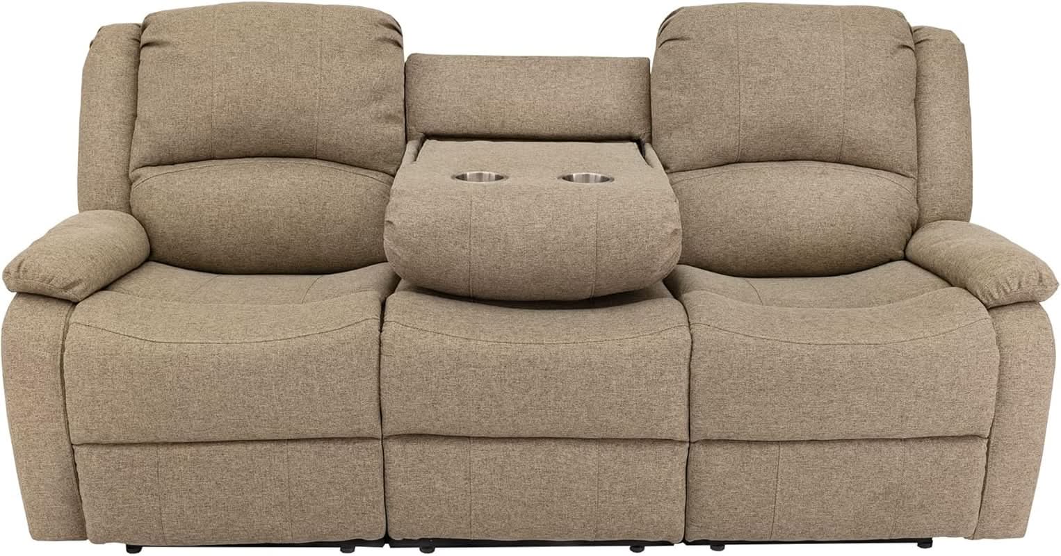 Charles 80In Triple Recliner RV Sofa Oatmeal Zero Wall