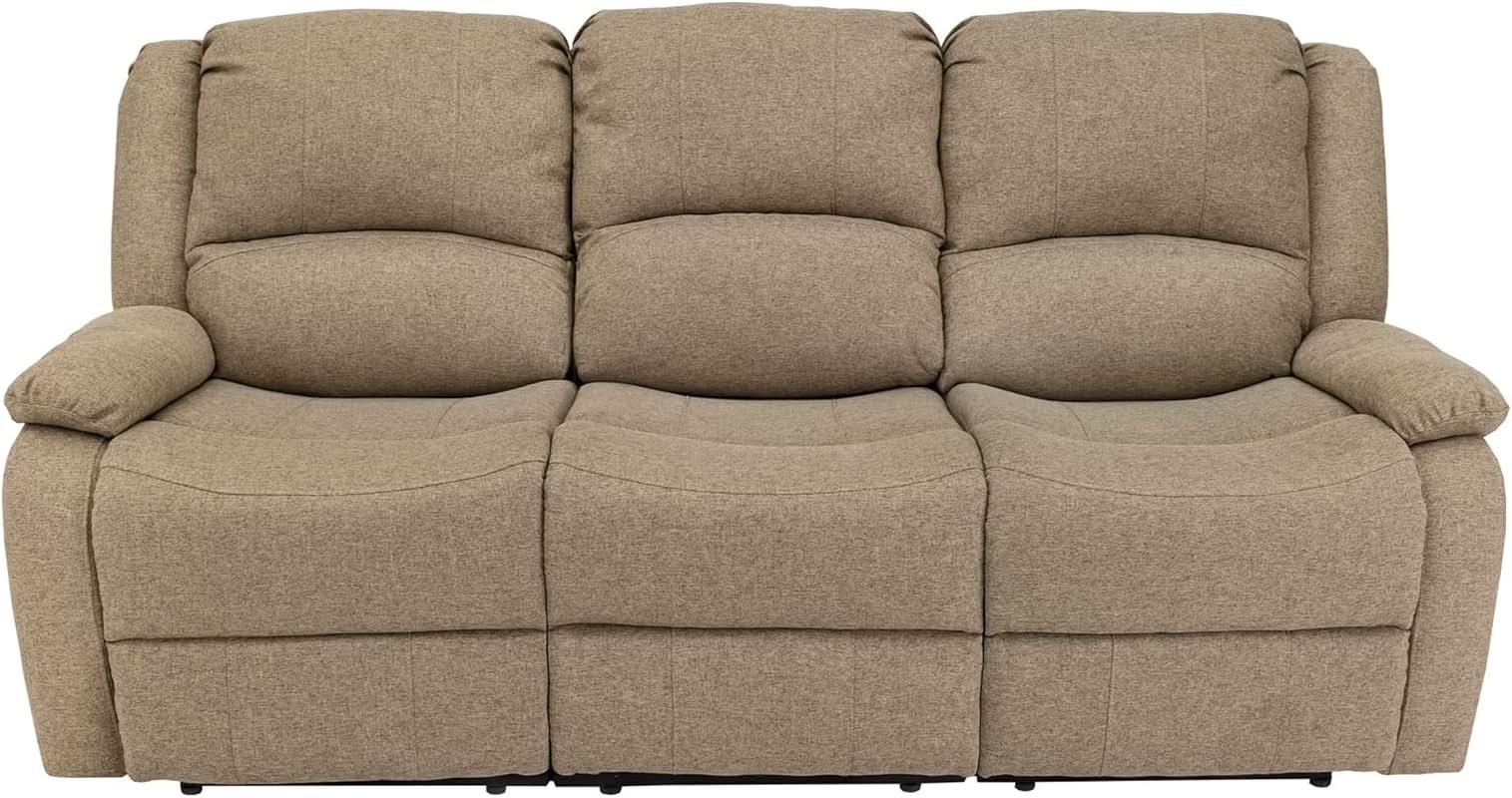 Charles 80In Triple Recliner RV Sofa Oatmeal Zero Wall