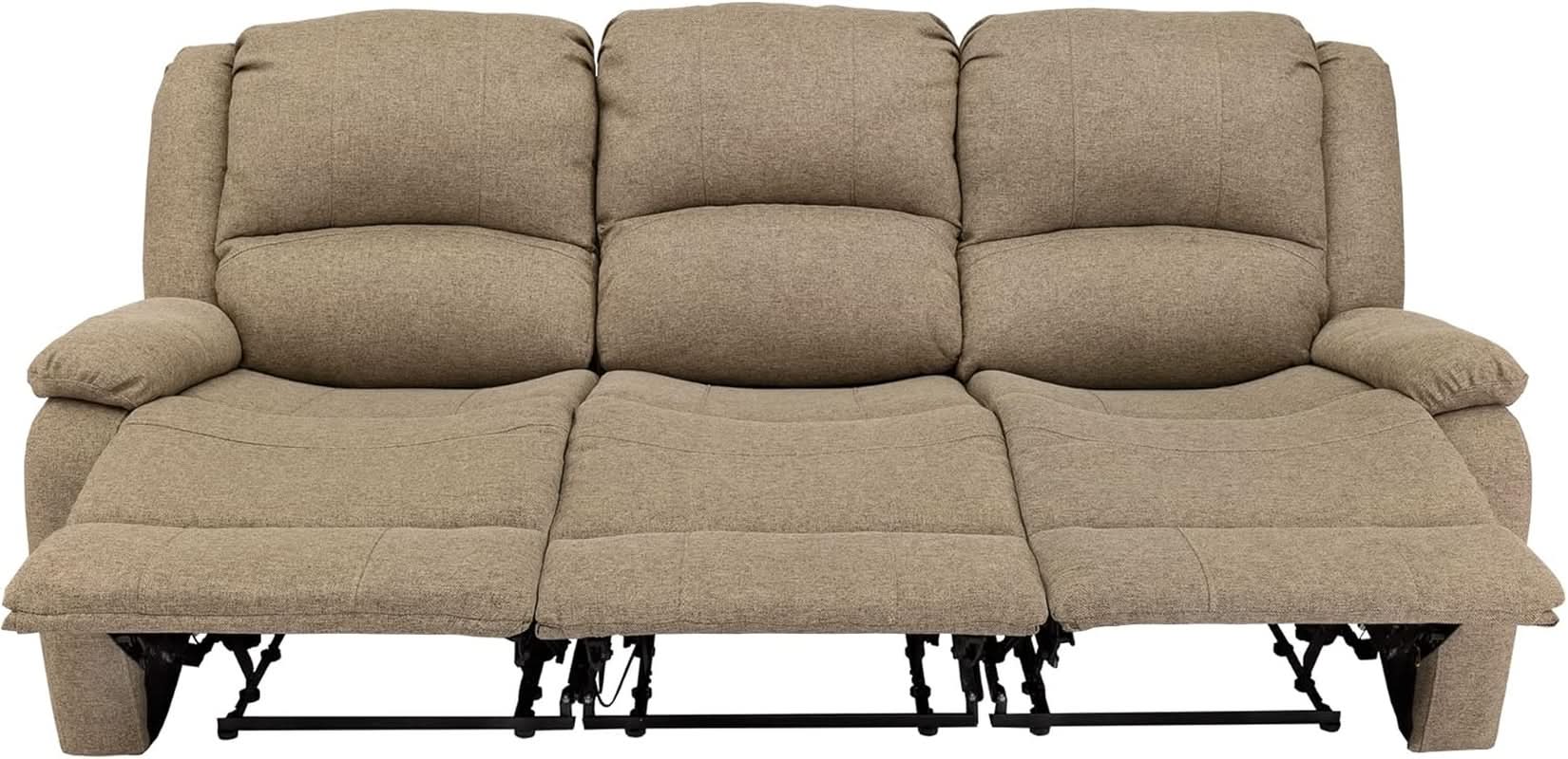 Charles 80In Triple Recliner RV Sofa Oatmeal Zero Wall