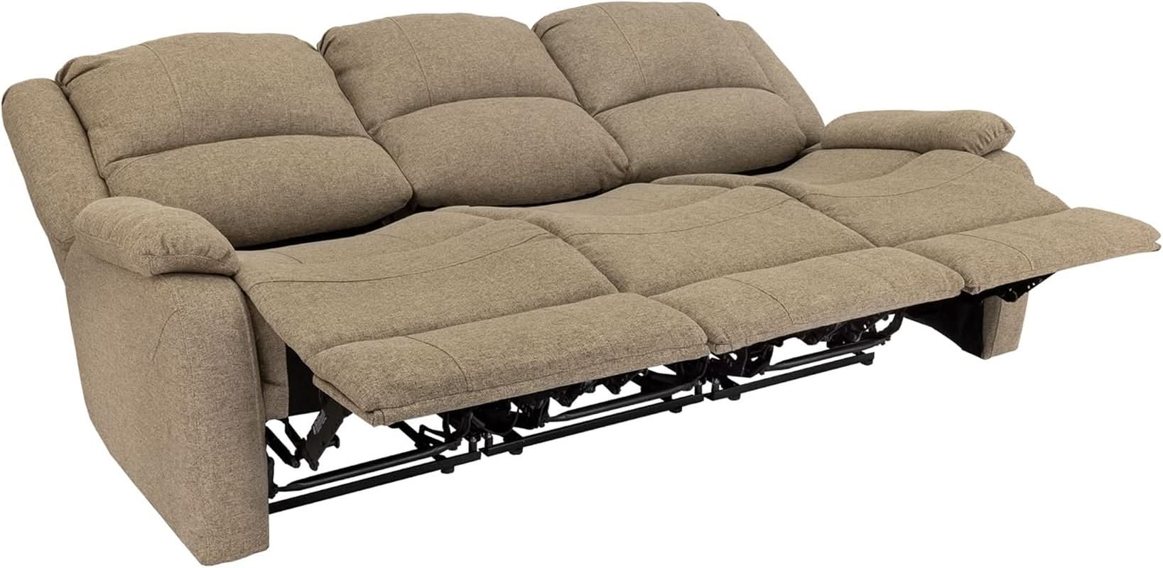 Charles 80In Triple Recliner RV Sofa Oatmeal Zero Wall