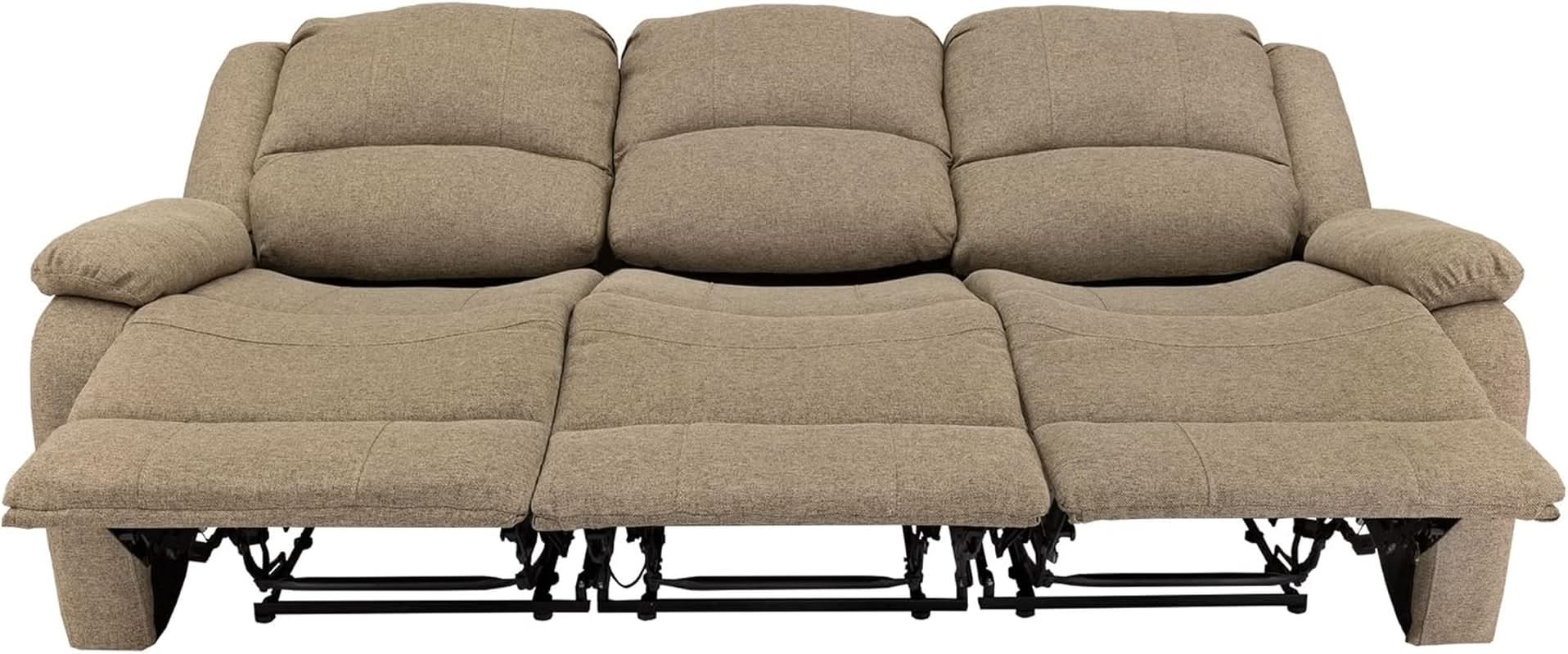Charles 80In Triple Recliner RV Sofa Oatmeal Zero Wall
