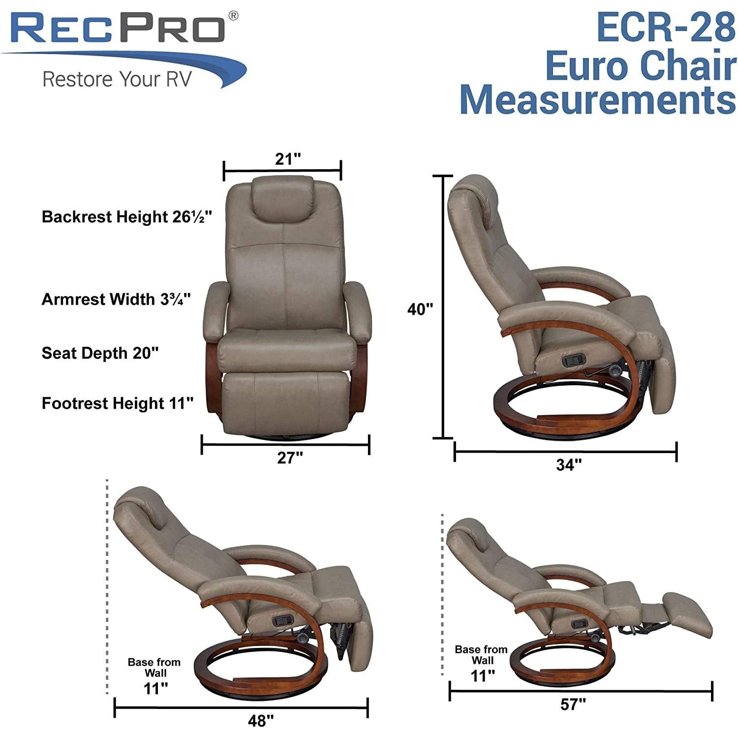 Charles Euro Chair RV Recliner Chestnut Faux Leather