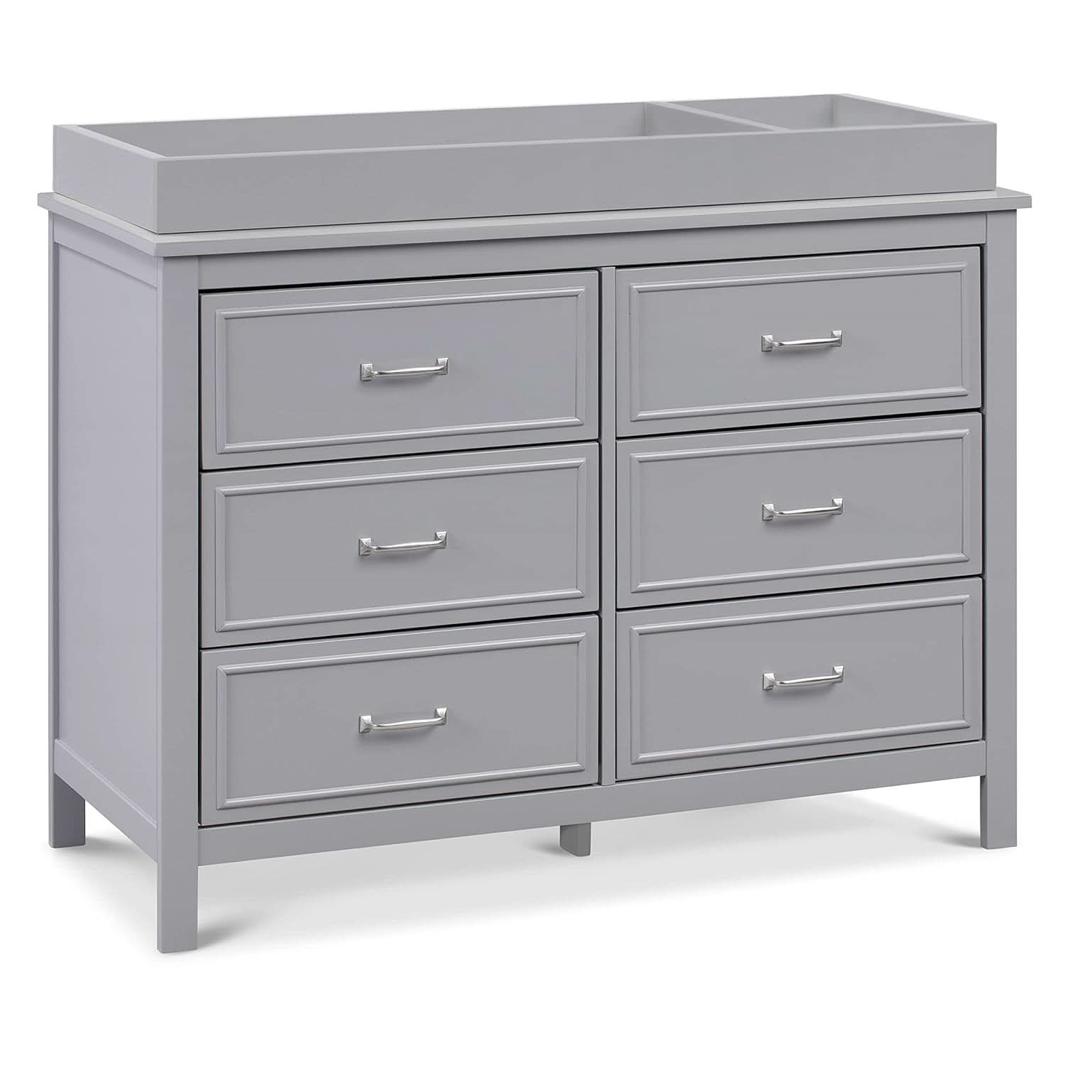 Charlie 6 Drawer Double Dresser Grey For Nursery And Kids Bedroom Storage