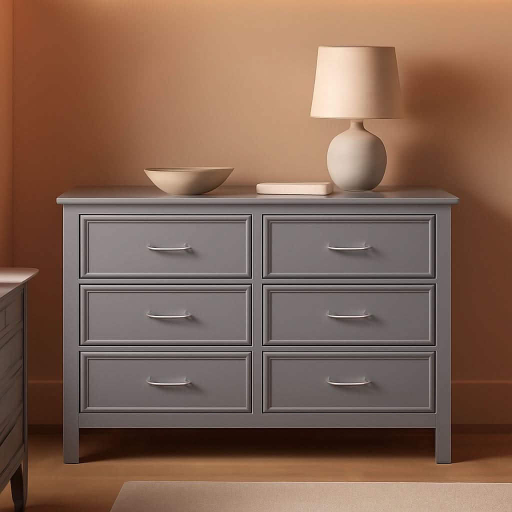 Charlie 6 Drawer Double Dresser Grey For Nursery And Kids Bedroom Storage