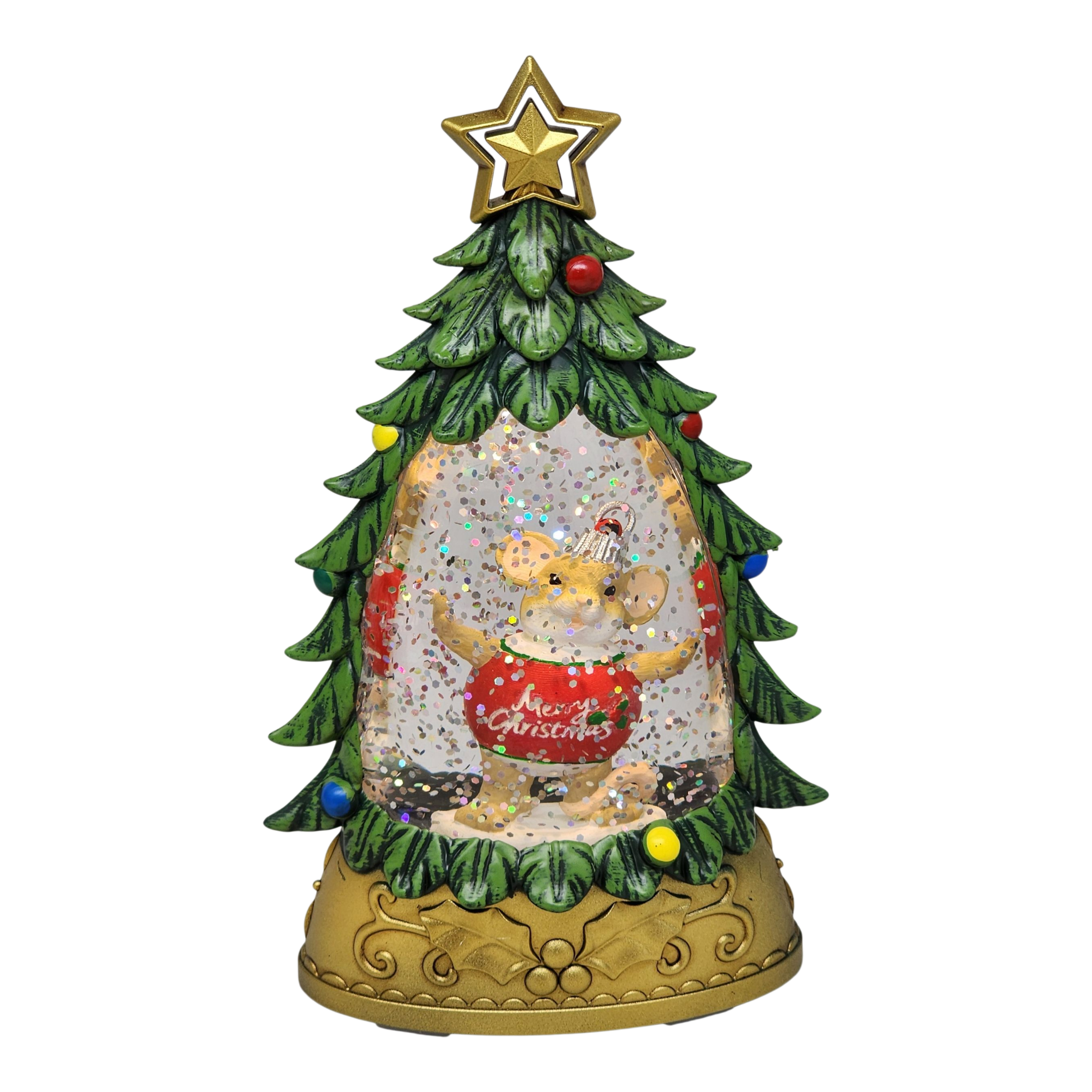 Charming Tails - Lighted Mouse Snowglobe Tree