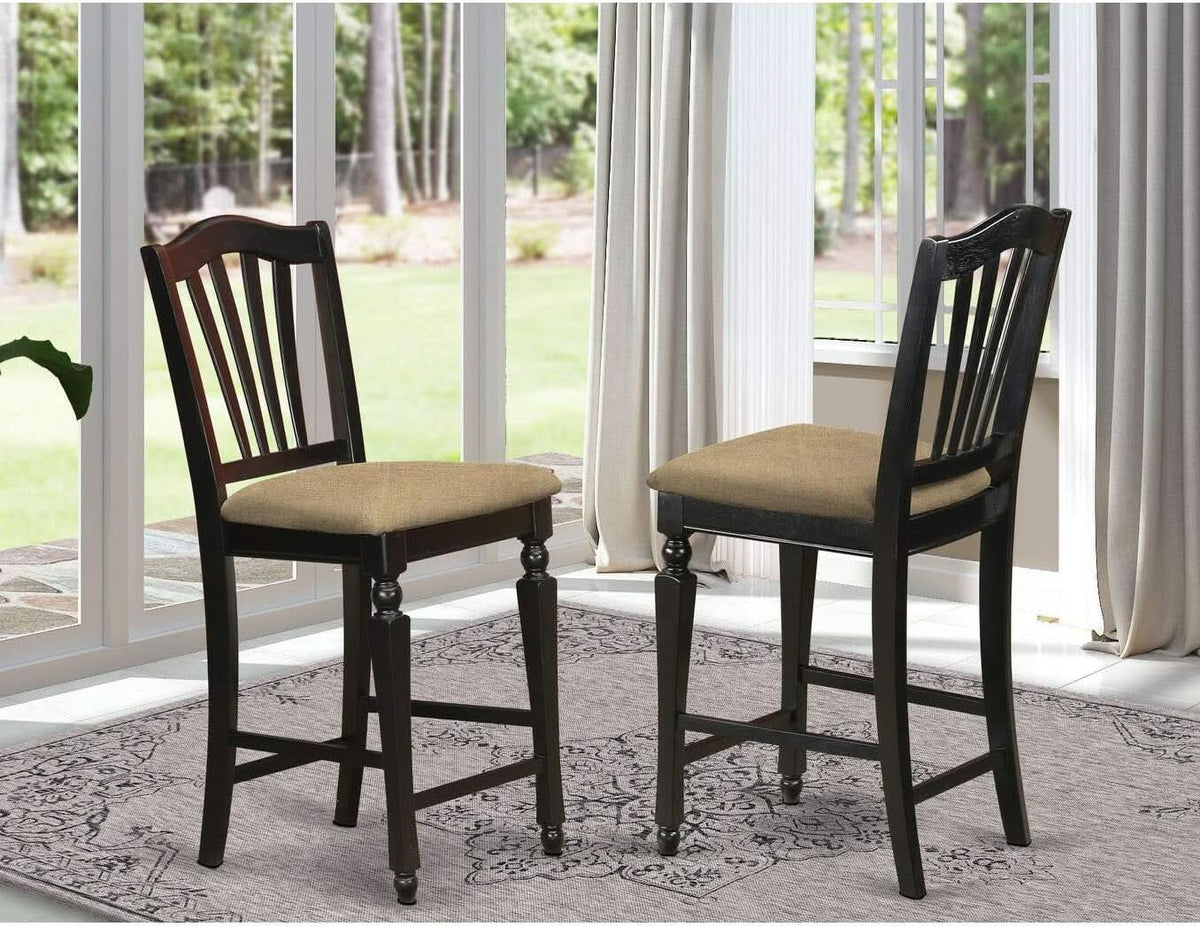 Chelsea Counter Dining Chairs Set Of 2 Black Faux Leather