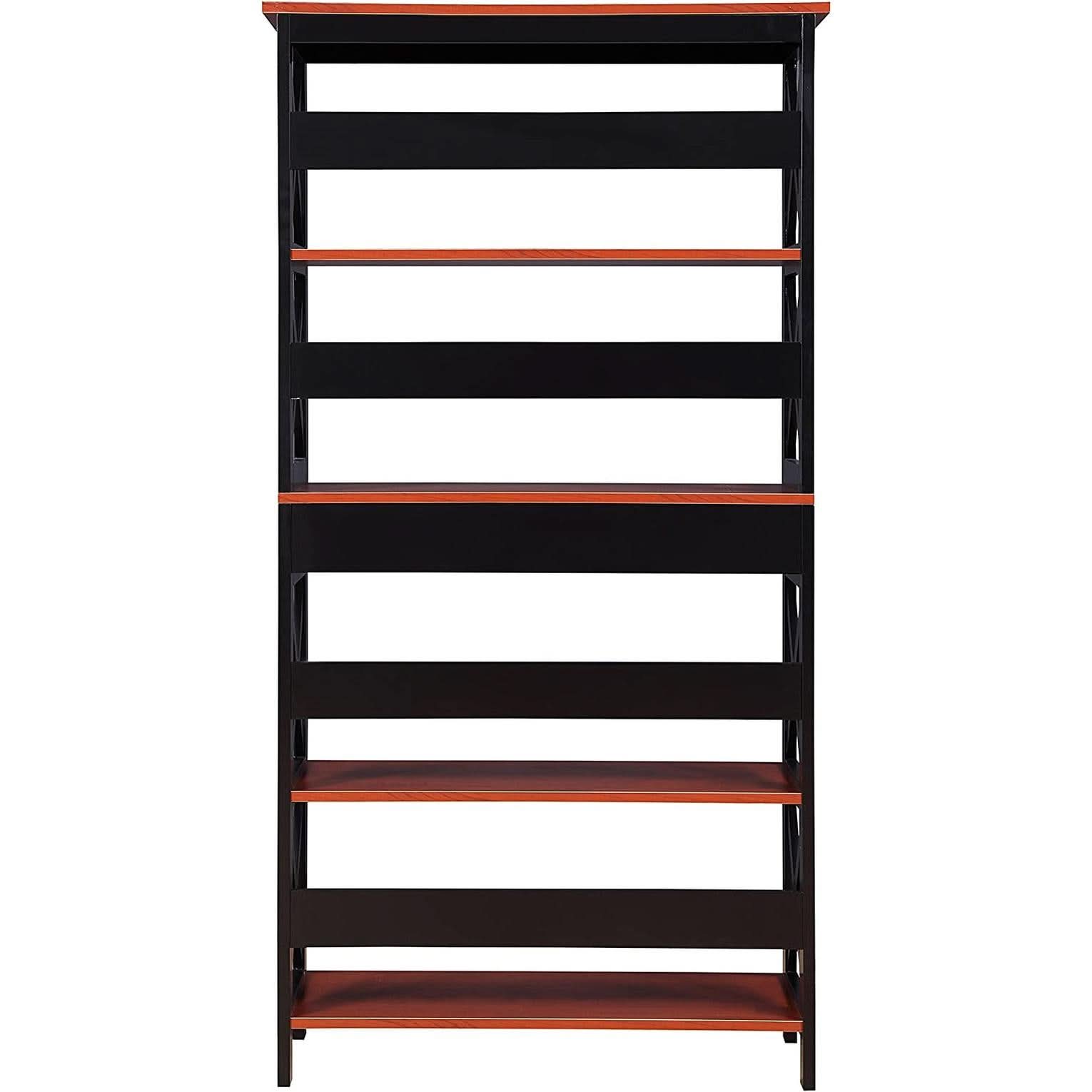 Cherry Black Oxford 5 Tier Bookcase With Drawer Home Office