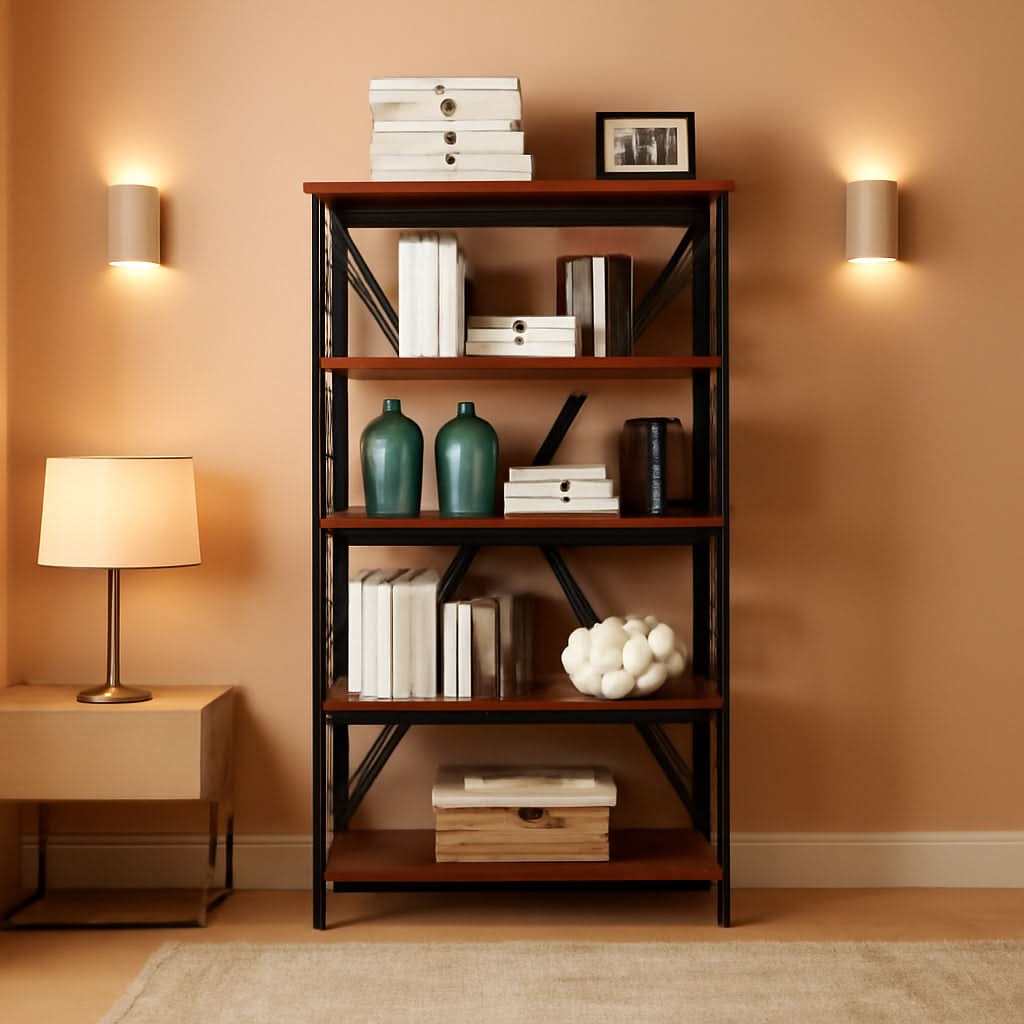 Cherry Black Oxford 5 Tier Bookcase With Drawer Home Office