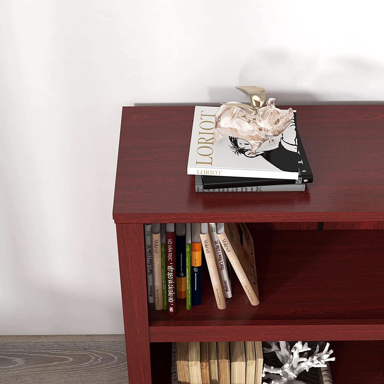 Cherry Wood Bookcase With Adjustable Shelves Home Office