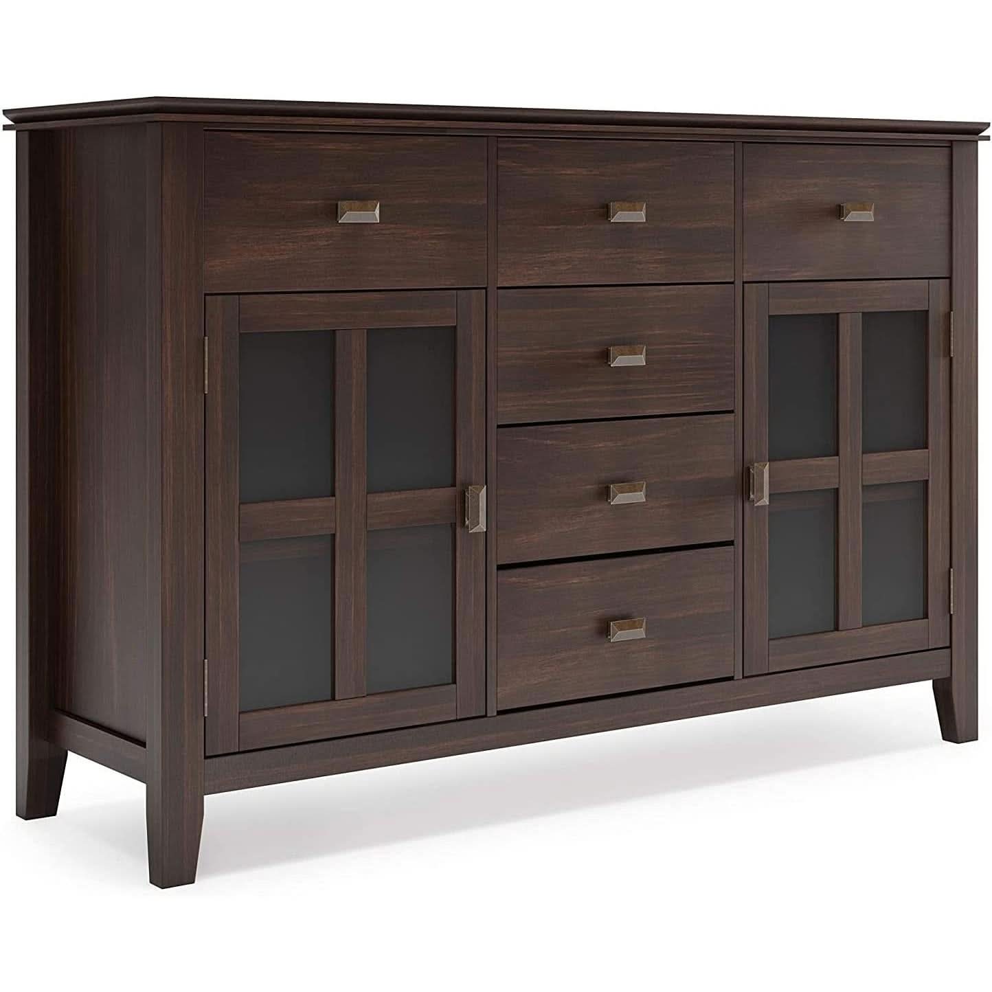 Chestnut Brown Contemporary Sideboard With Glass Doors