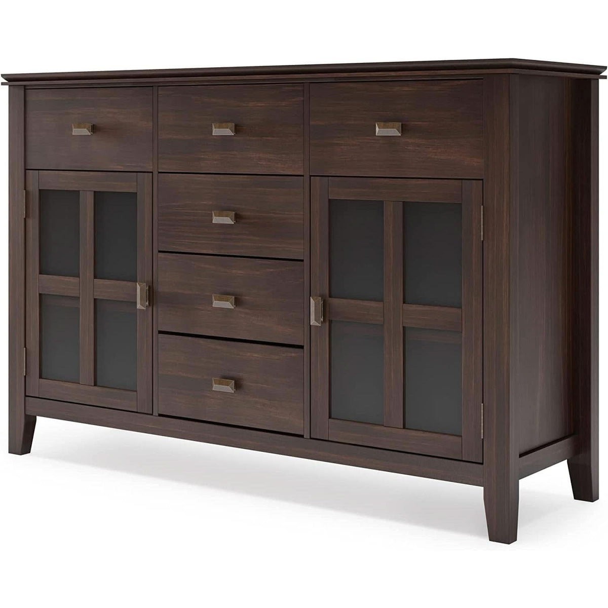 Chestnut Brown Contemporary Sideboard With Glass Doors
