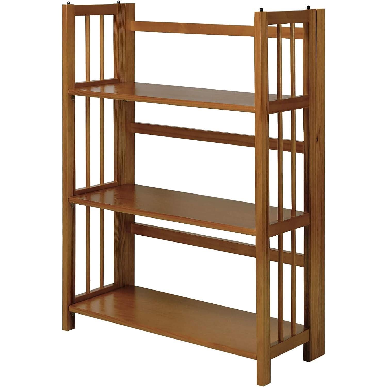 Chestnut Three Shelf Stackable Bookcase Solid Wood