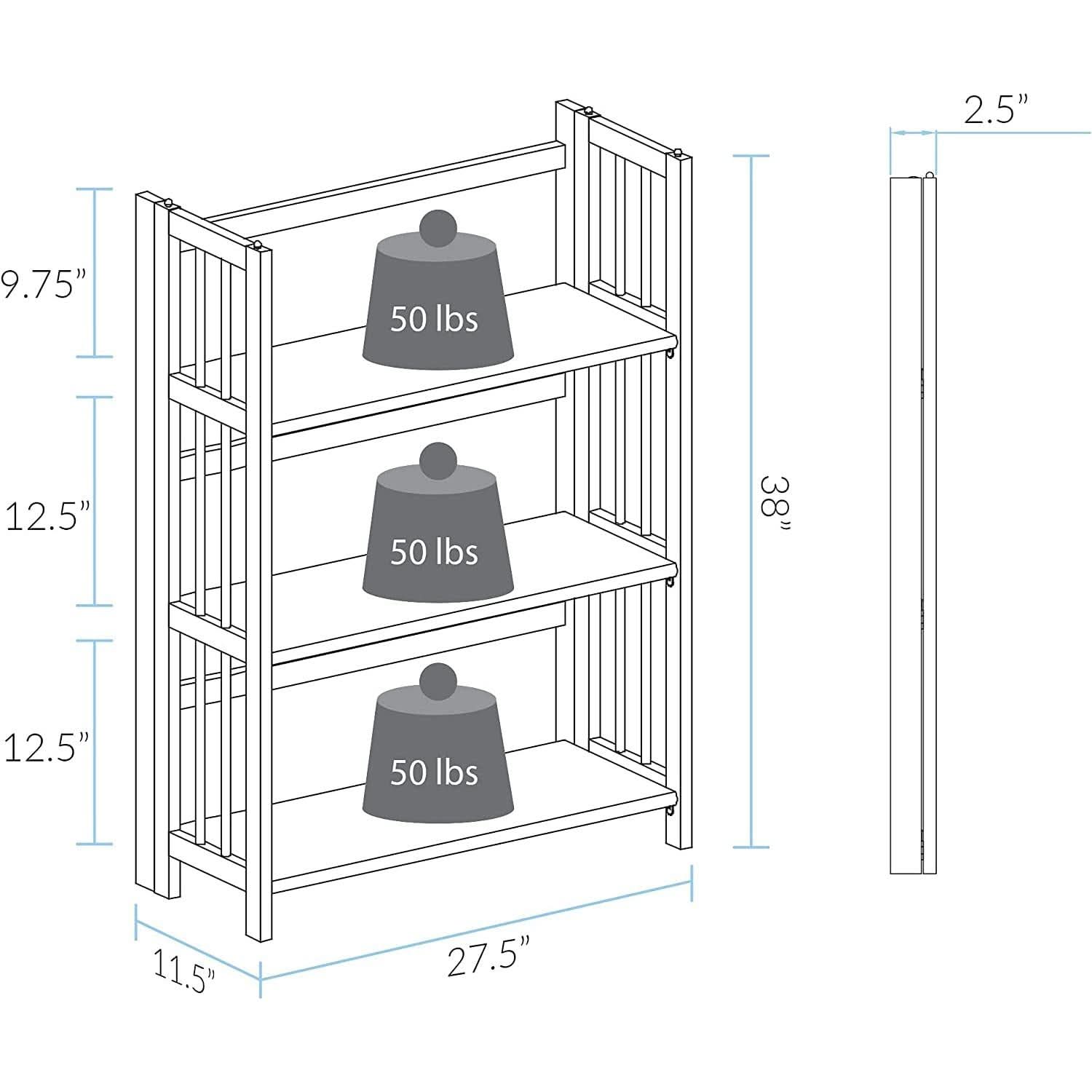 Chestnut Three Shelf Stackable Bookcase Solid Wood