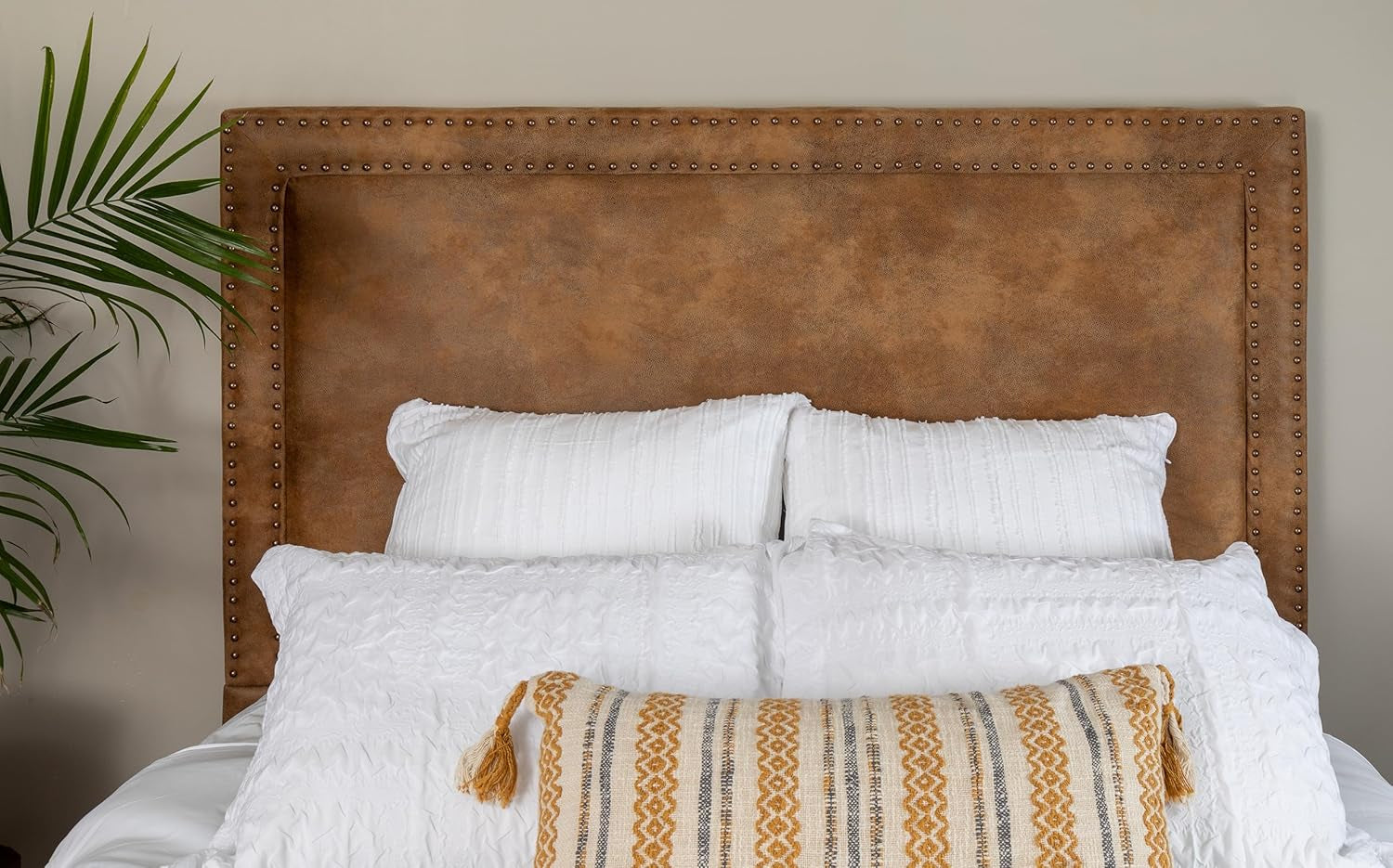 Chic Upholstered Queen Headboard Easy Assembly Water Clean
