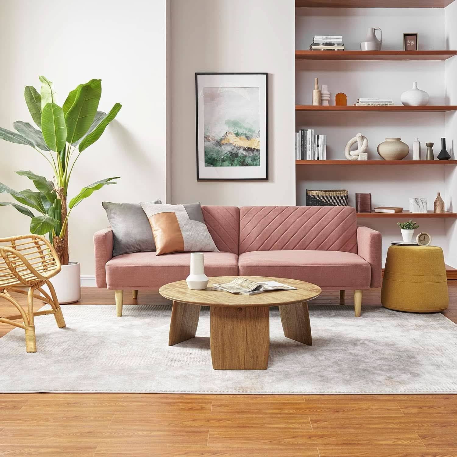 Chloe Futon Sofa Bed With Adjustable Back And Tapered Legs
