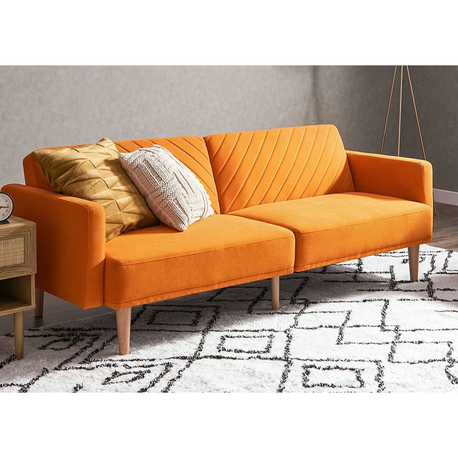 Chloe Futon Sofa Bed With Tapered Legs Adjustable Back