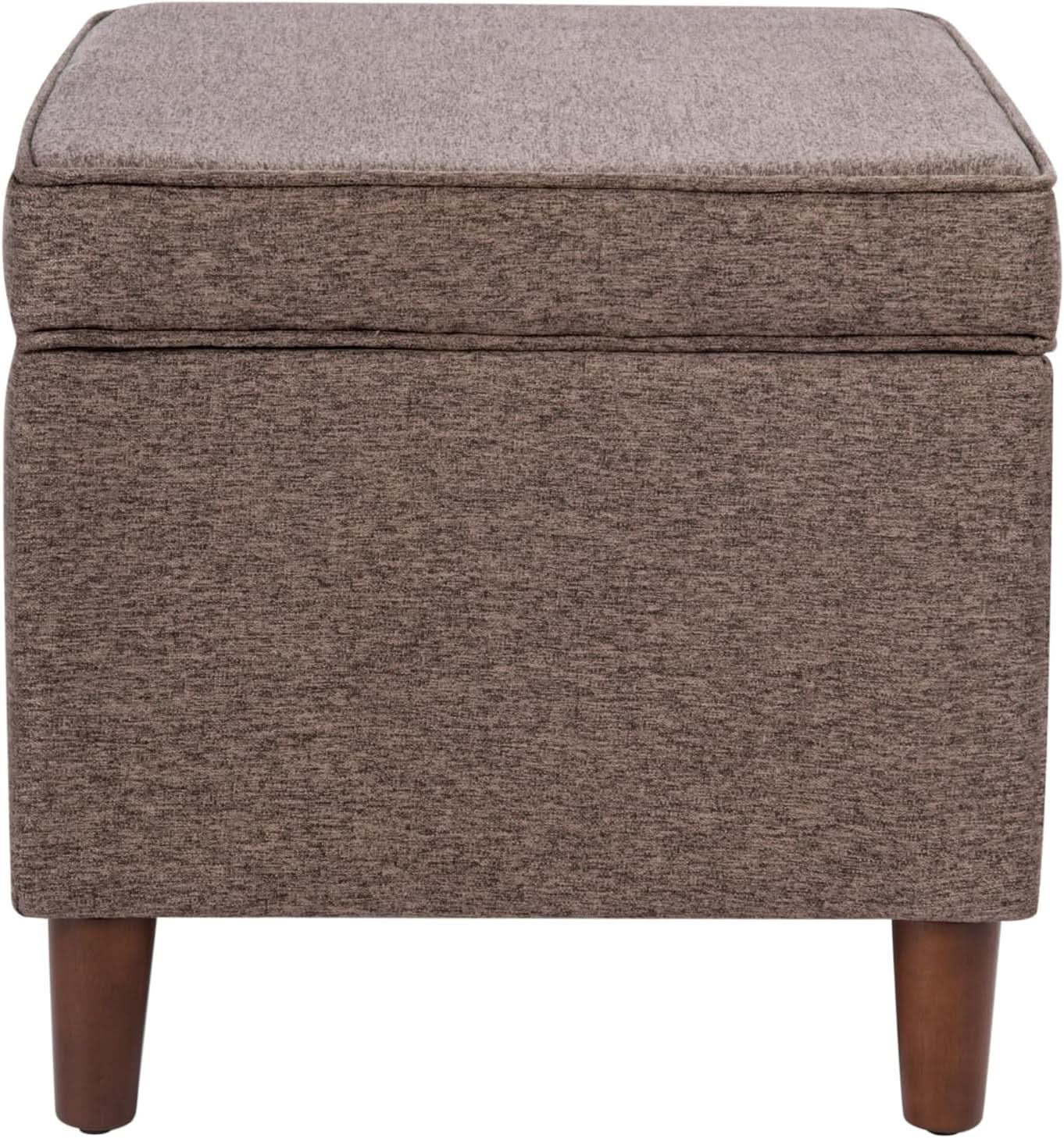 Chocolate Brownstone Storage Ottoman With Hinged Lid