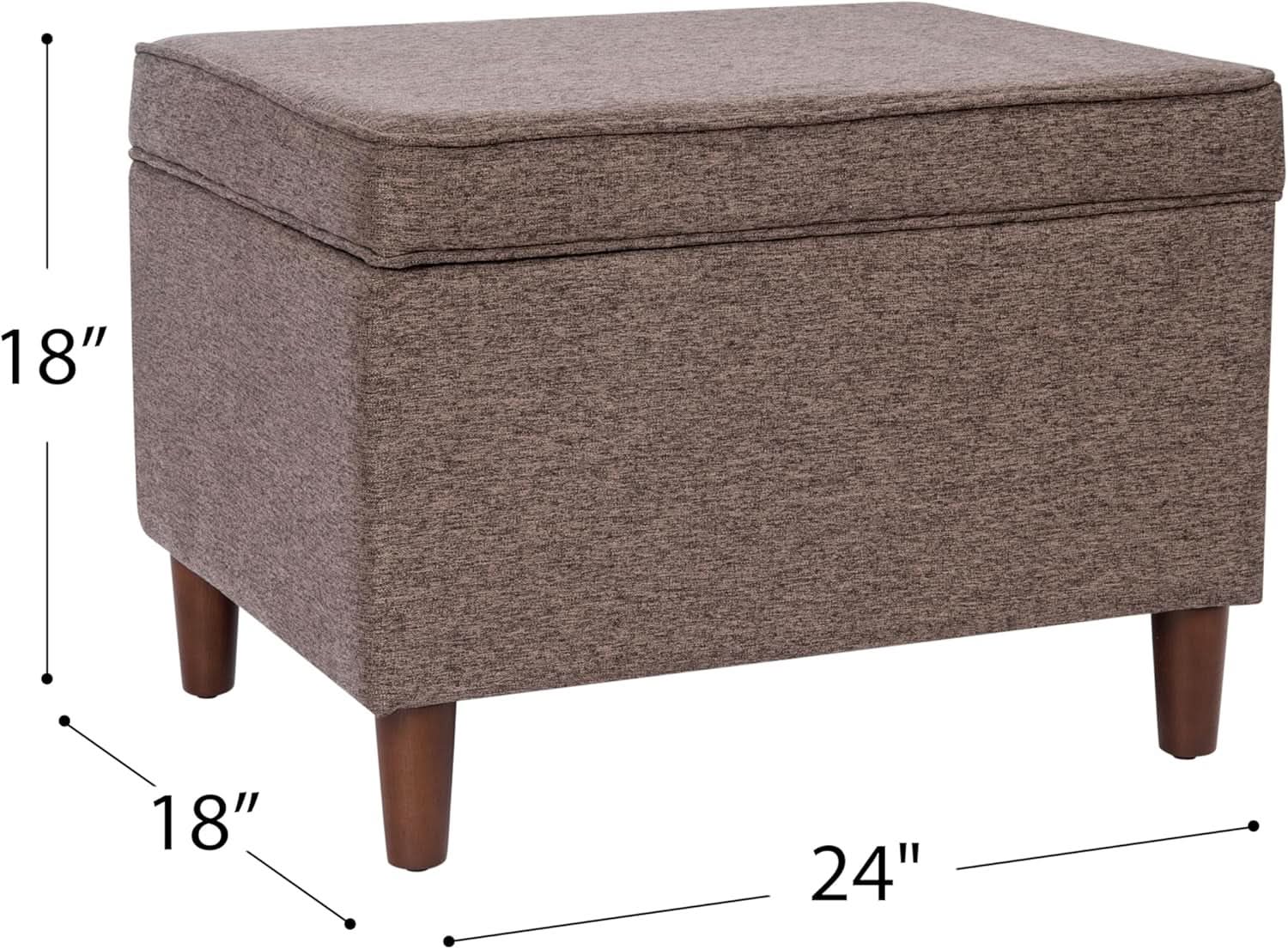 Chocolate Brownstone Storage Ottoman With Hinged Lid