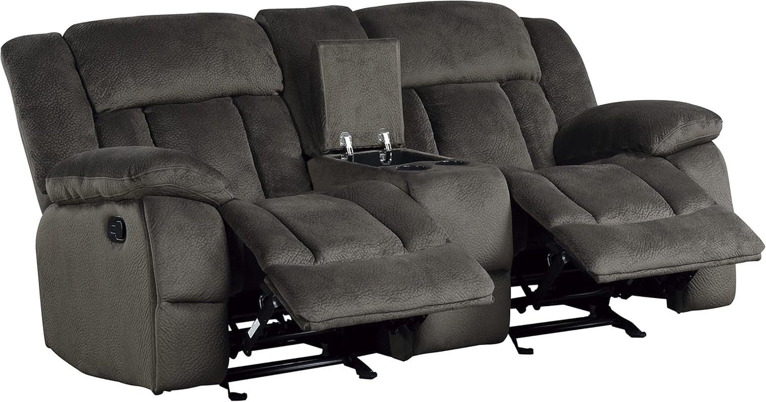 Chocolate Manual Reclining Sofa And Loveseat Set Two Piece