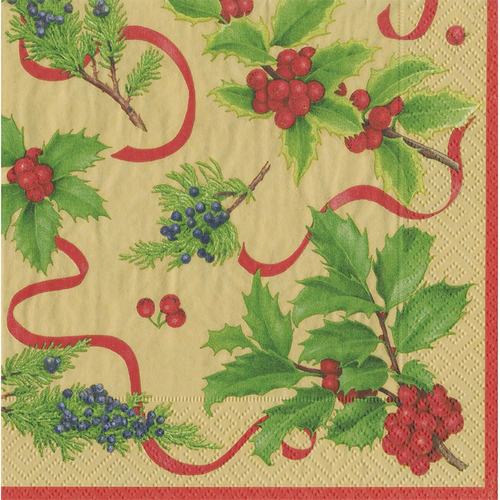 Christmas Trimmings (Gold) - Cocktail Napkin