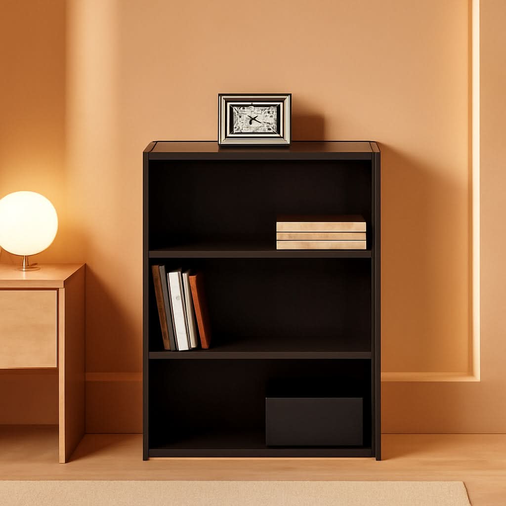 Cinnamon Cherry 3 Shelf Bookcase Engineered Wood 35in Tall