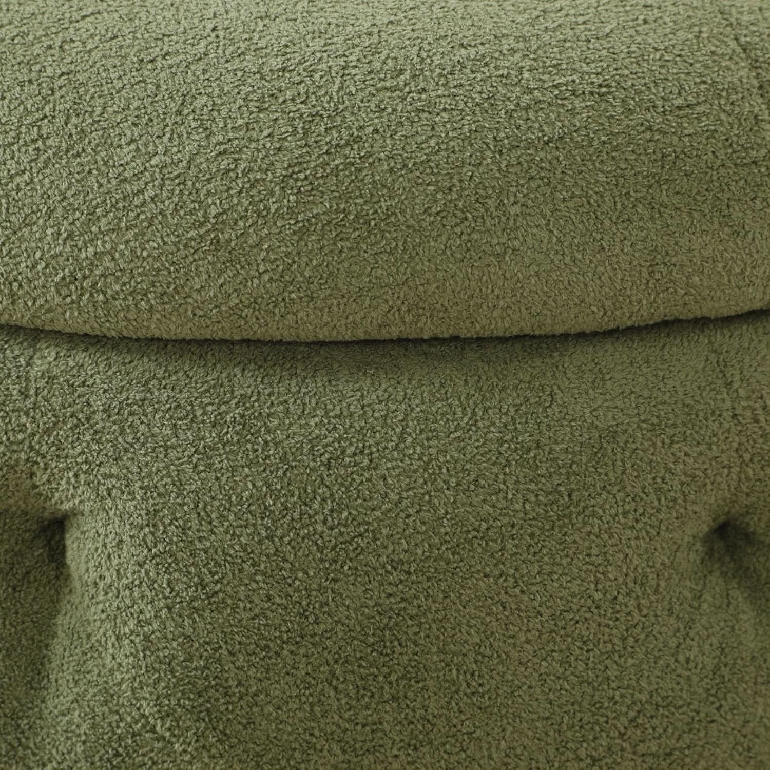 Circular Moss Green Storage Ottoman Diamond Tufted