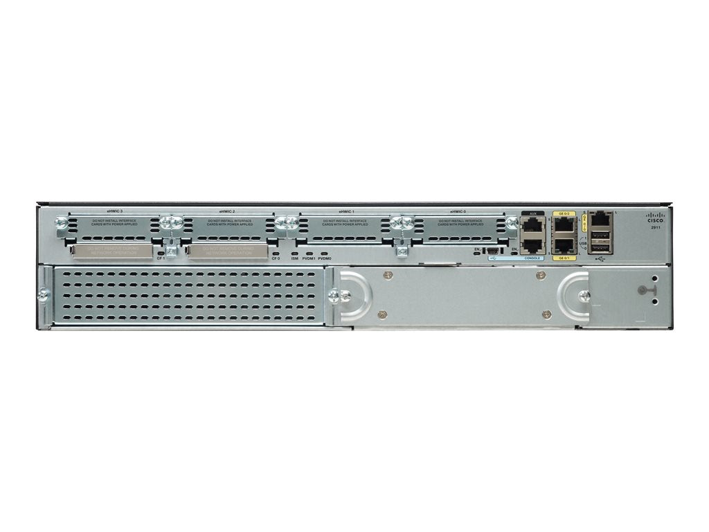 Cisco 2911 Security Bundle - - router - - 1GbE - WAN ports: 3 - rack-mountable - refurbished