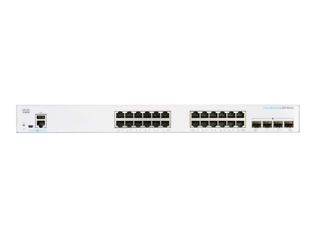 Cisco Business 250 Series CBS250-24PP-4G - Switch - L3 - smart - 24 x 10/100/1000 (PoE+) + 4 x Gigabit SFP -