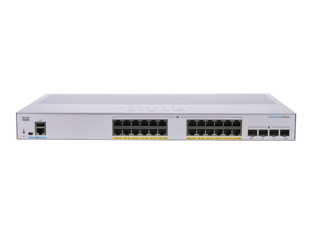 Cisco Business 350 Series 350-24P-4X - Switch - L3 - managed - 24 x 10/100/1000 (PoE+) + 4 x 10 Gigabit SFP+ -