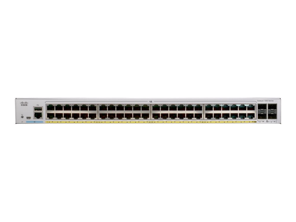 Cisco Catalyst 1000-48PP-4G-L - Switch - managed - 12 x 10/100/1000 (PoE+) + 36 x 10/100/1000 + 4 x Gigabit SFP (uplink)