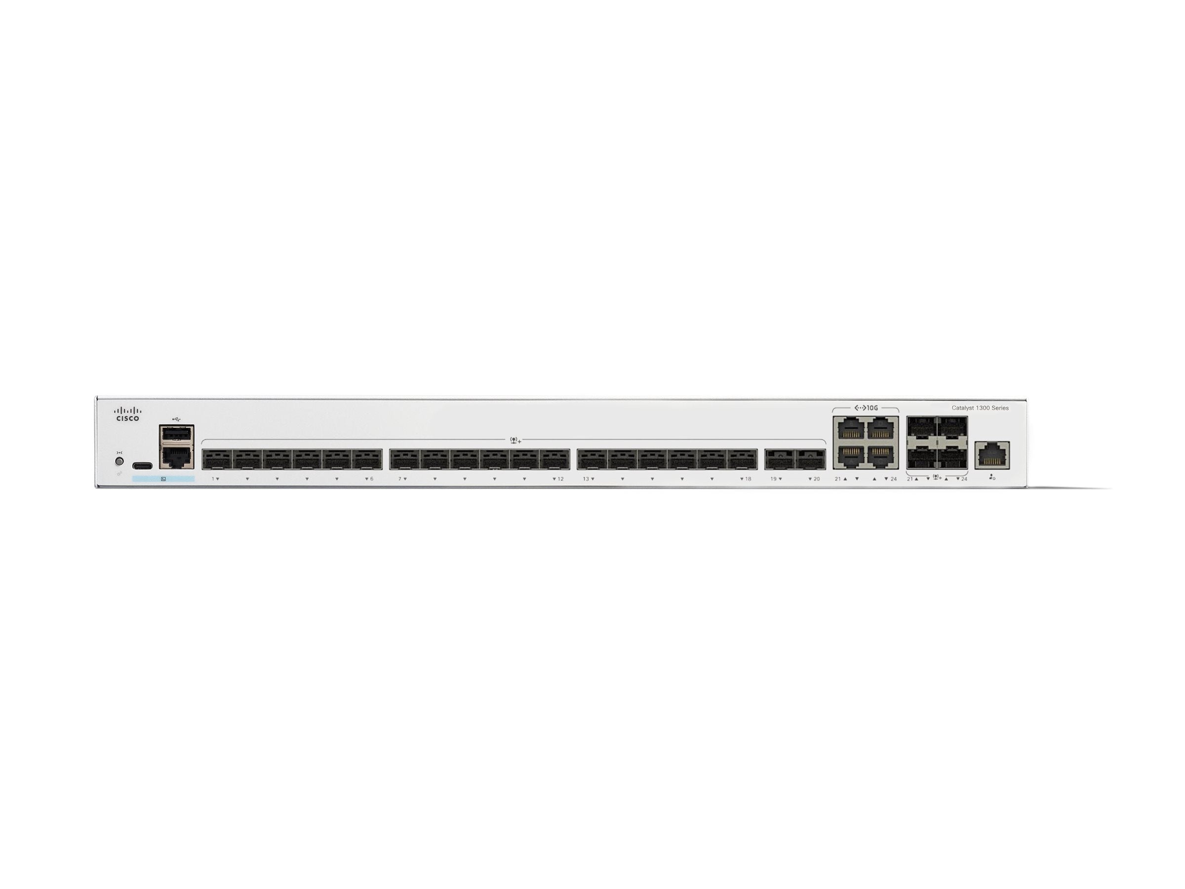 Cisco Catalyst 1300-24XS - Switch - L3 - smart - 24 x 10GBase-X + 4 x combo 10 Gigabit SFP+/RJ-45 - rack-mountable C1300-24XS