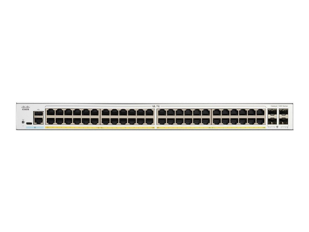 Cisco Catalyst 1300-48P-4G - Switch - L3 - managed - 48 x 10/100/1000 (PoE+) + 4 x Gigabit SFP - rack-mountable - PoE+ (375 W) C1300-48P-4G