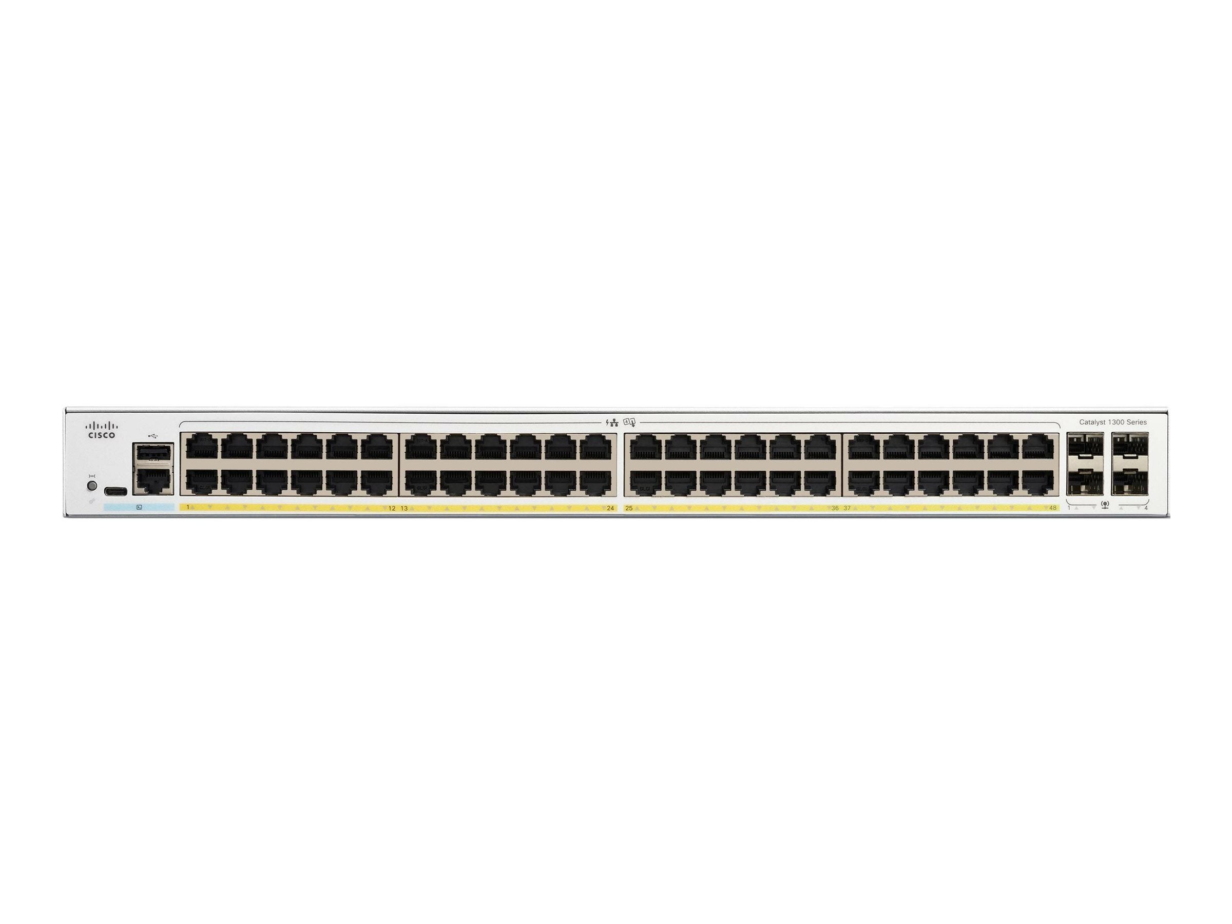 Cisco Catalyst 1300-48P-4G - Switch - L3 - managed - 48 x 10/100/1000 (PoE+) + 4 x Gigabit SFP - rack-mountable - PoE+ (375 W) C1300-48P-4G