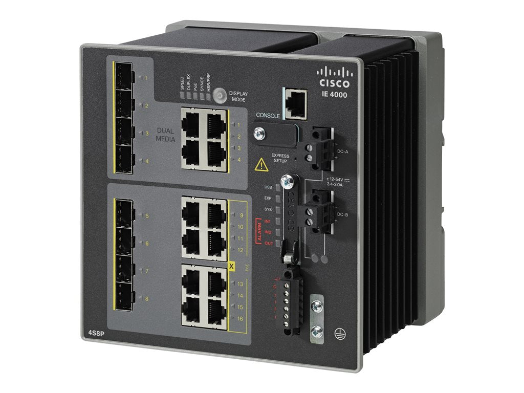 Cisco Industrial Ethernet 4000 Series - Switch - managed - 4 x Gigabit SFP + 8 x 10/100/1000 (PoE+) + 4 x combo Gigabit