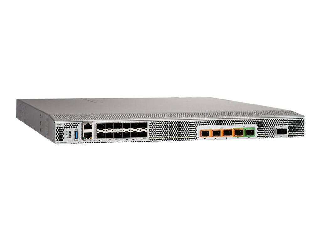 Cisco MDS 9220i Multiservice Fabric Switch - Base - switch - 4 x 32Gb Fibre Channel SFP+ + 2 x 1 Gigabit FCIP - back to front DS-C9220I-4PEK9=