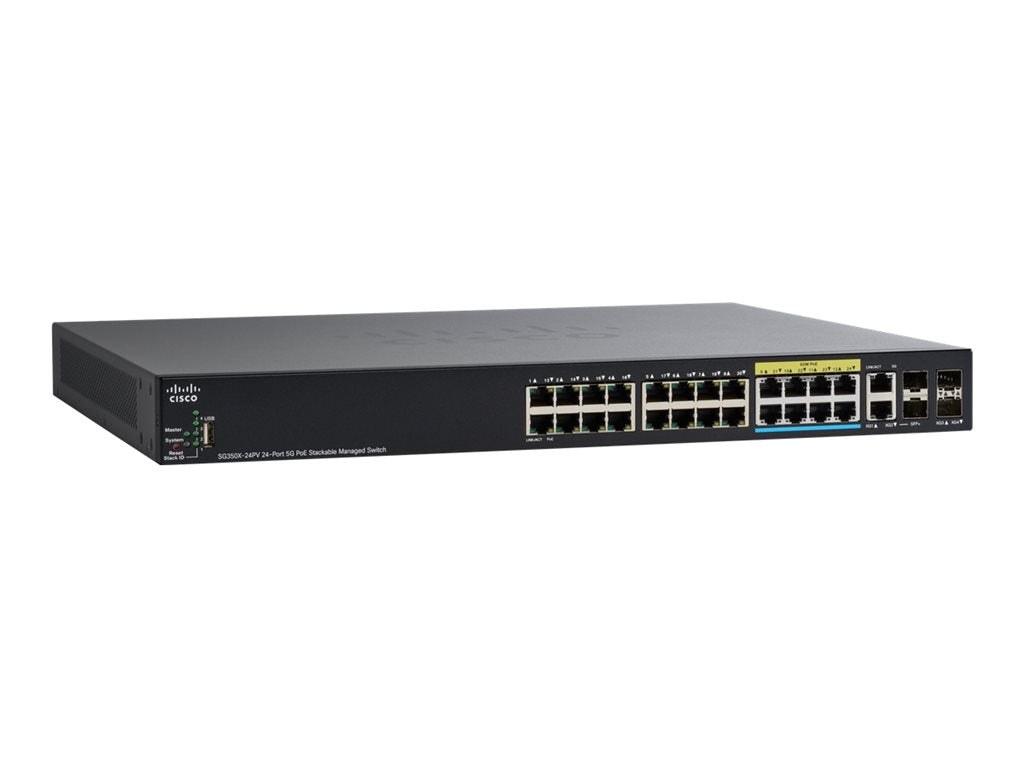 Cisco Small Business SG350X-24PV - Switch - managed - 16 x 10/100/1000 (PoE+) + 8 x 100/1000/2.5G/5G (PoE+) + 2 x combo