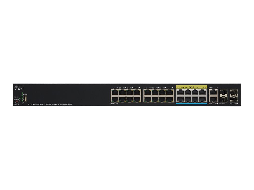 Cisco Small Business SG350X-24PV - Switch - managed - 16 x 10/100/1000 (PoE+) + 8 x 100/1000/2.5G/5G (PoE+) + 2 x combo