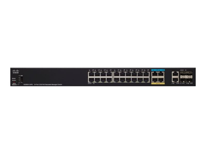 Cisco Small Business SG350X-24PV - Switch - managed - 16 x 10/100/1000 (PoE+) + 8 x 100/1000/2.5G/5G (PoE+) + 2 x combo