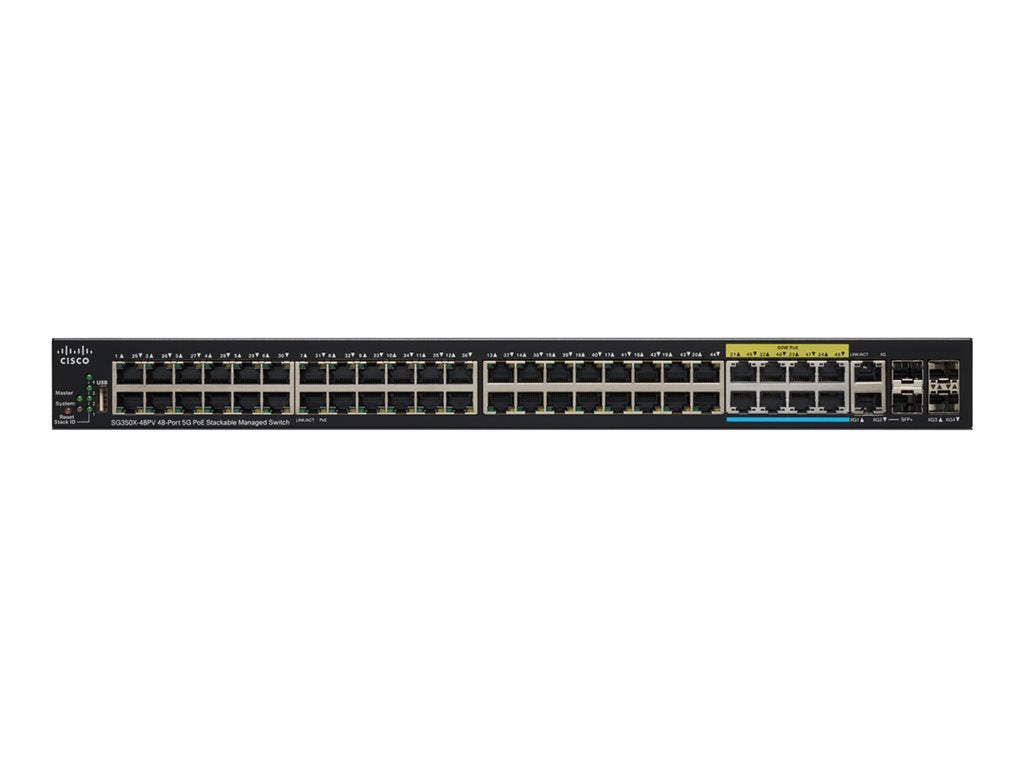 Cisco Small Business SG350X-48PV - Switch - managed - 40 x 10/100/1000 (PoE+) + 8 x 100/1000/2.5G/5G (PoE+) + 2 x combo