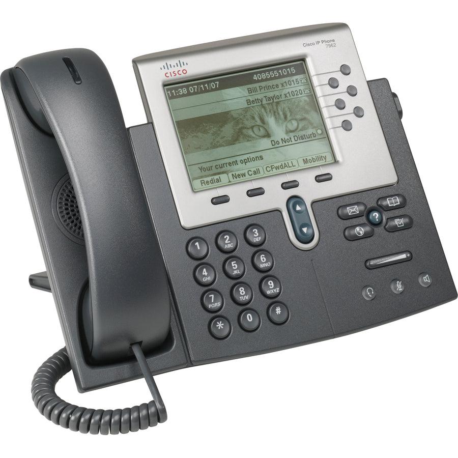 Cisco Unified 7962G IP Phone - Refurbished - Wall Mountable, Desktop - Dark Gray, Silver CP-7962G-RF