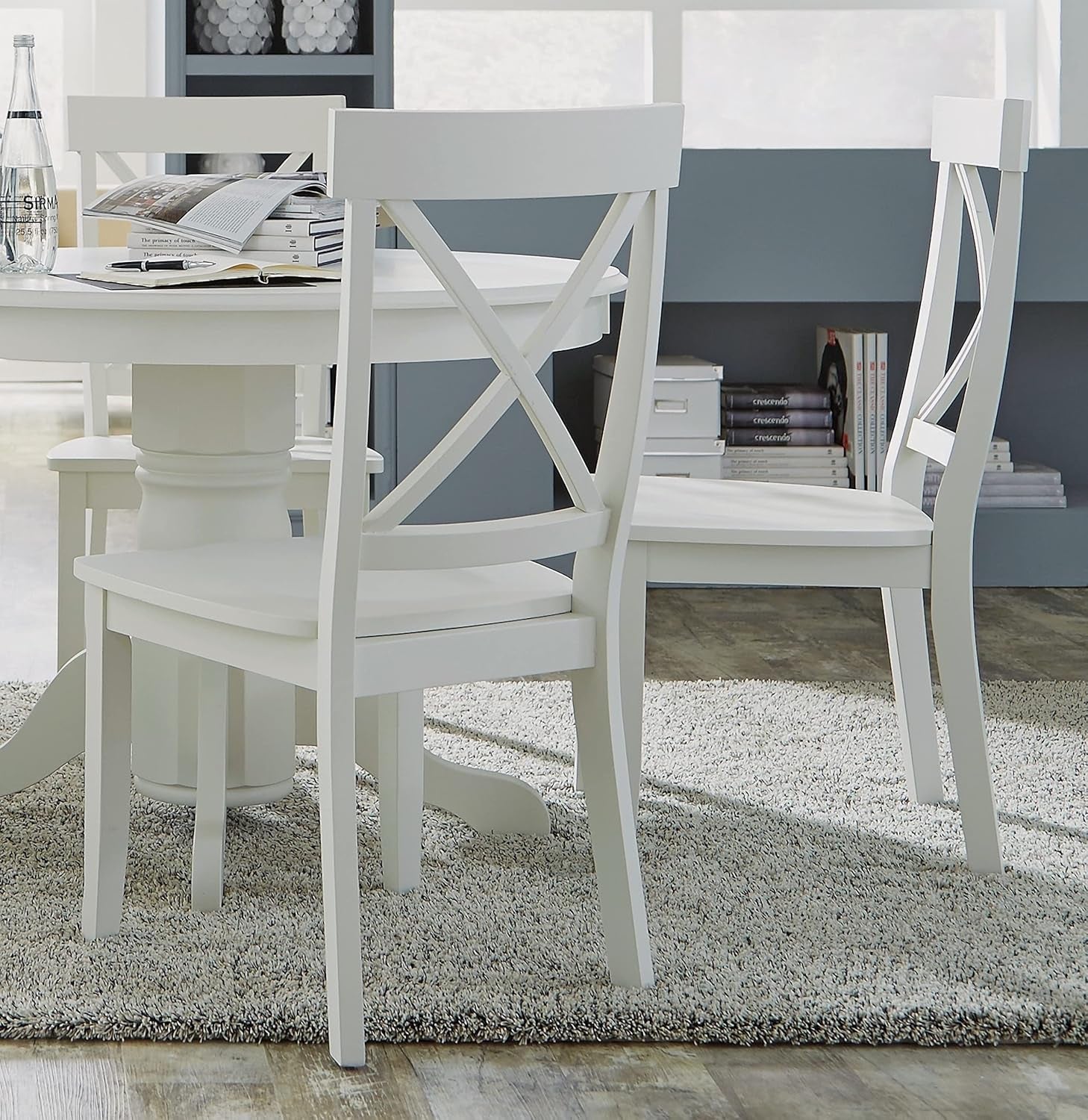 Classic White Dining Chairs Solid Hardwood 18Inch Seat