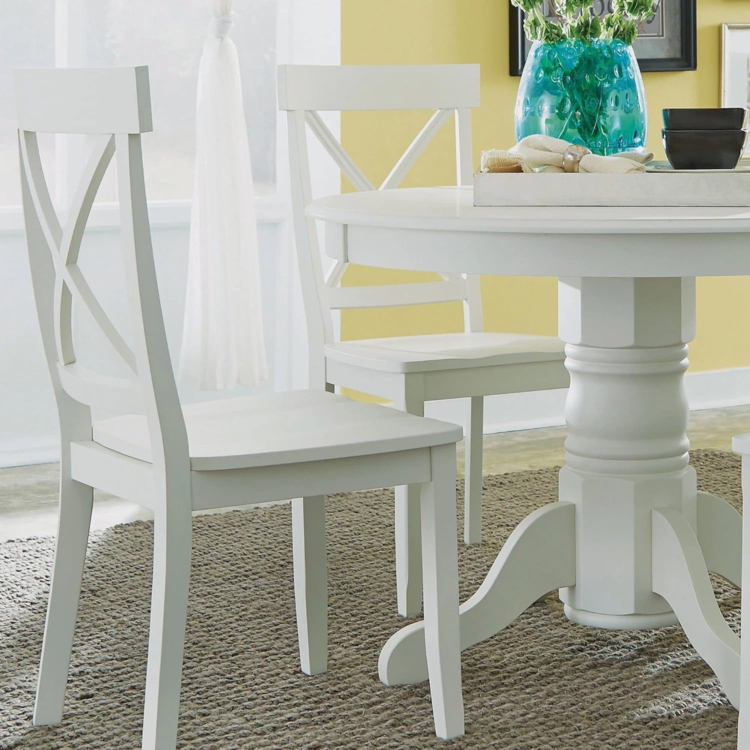 Classic White Dining Chairs Solid Hardwood 18Inch Seat